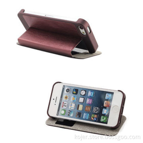 Hot-standing Leather Flip Phone Cases for iPhone 5S, OEM Orders Welcomed